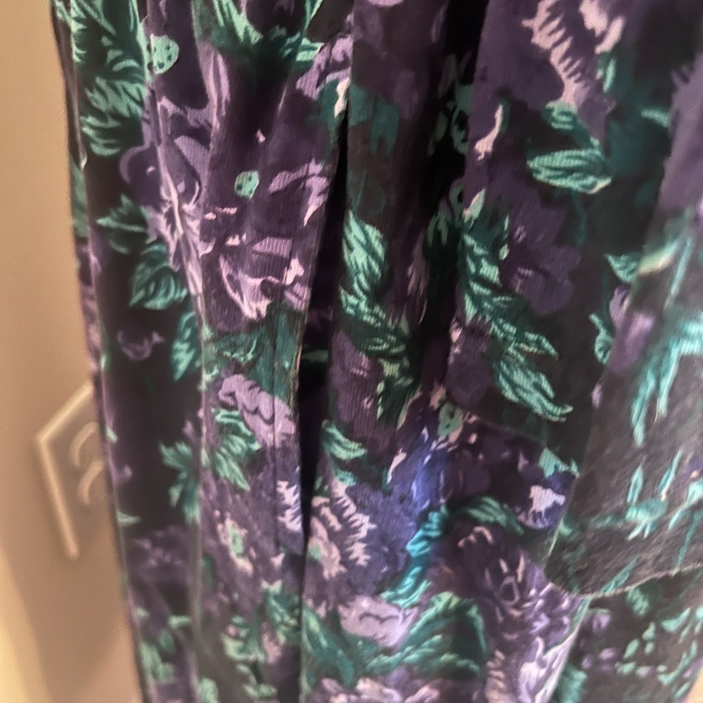 Vintage 90s Floral Maxi Dress XL Purple Green Grunge Pockets - Picture 6 of 9